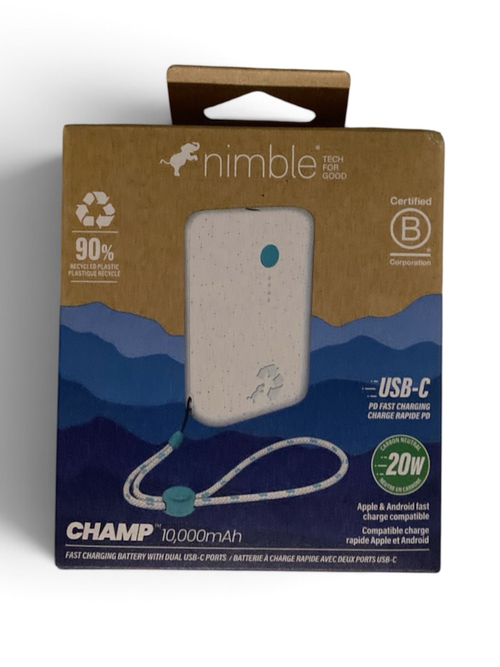 Nimble Champ 10,000mAh USB-C Portable Charger - White